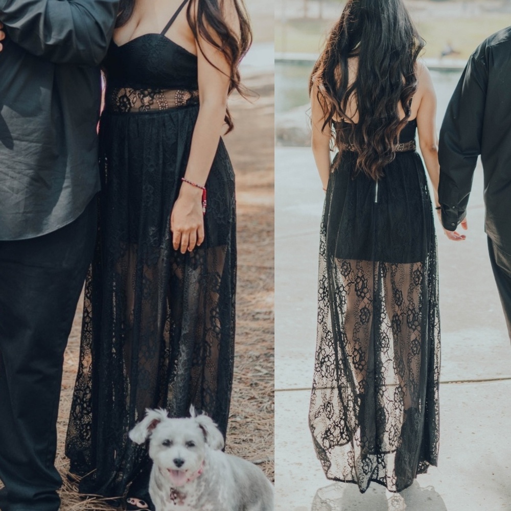 Black lace maxi dress